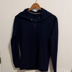 Men's Hooded Navy Long-Sleeve Henley Sweatshirt